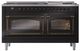 Ilve® Nostalgie II Noblesse 60'' Glossy Black Pro Style Dual Fuel Range with Burnished Trim-1