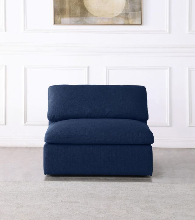 Meridian Furniture Serene Navy Linen Fabric Deluxe Cloud Armless Chair-3