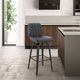 Armen Living Renee Gray/Matte Black Swivel Counter Stool-1