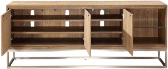 Modus Furniture One Bisque/Brushed Stainless Steel 84" TV Console-3