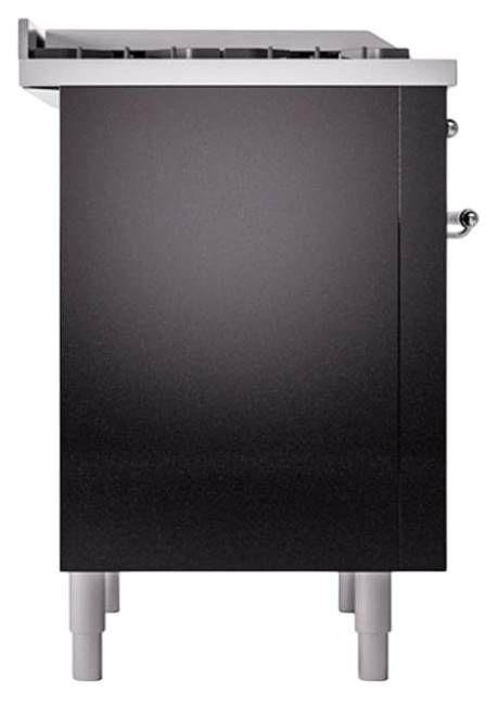 Ilve® Nostalgie II Noblesse 36'' Glossy Black Pro Style Dual Fuel Range with Chrome Trim-2