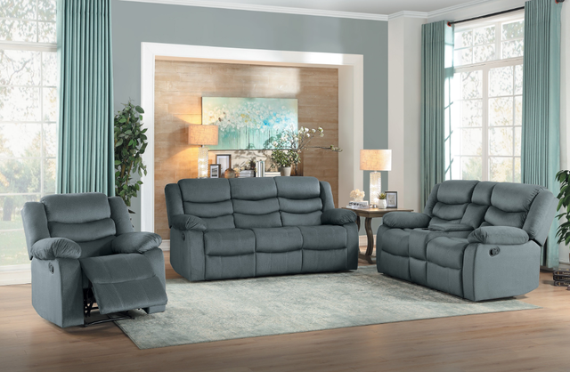 Homelegance® Discus Gray Reclining Loveseat with Center Console-3