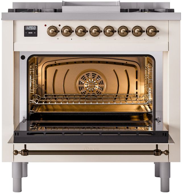 Ilve® Nostalgie II Series 36" Antique White Pro Style Dual Fuel Range-3