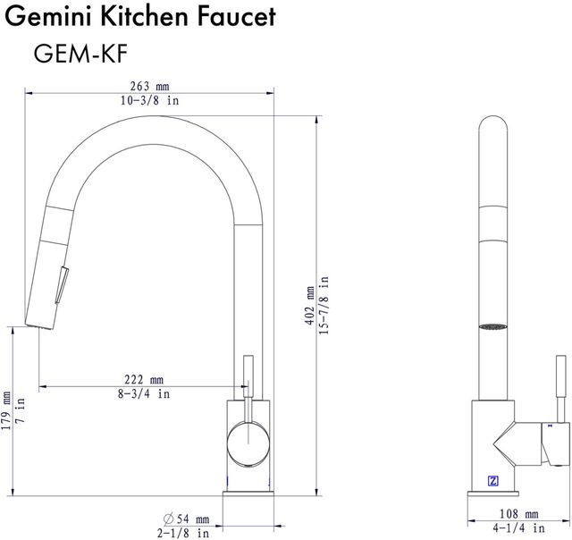 ZLINE Gemini Chrome Pull Down Single Handle Kitchen Faucet-3