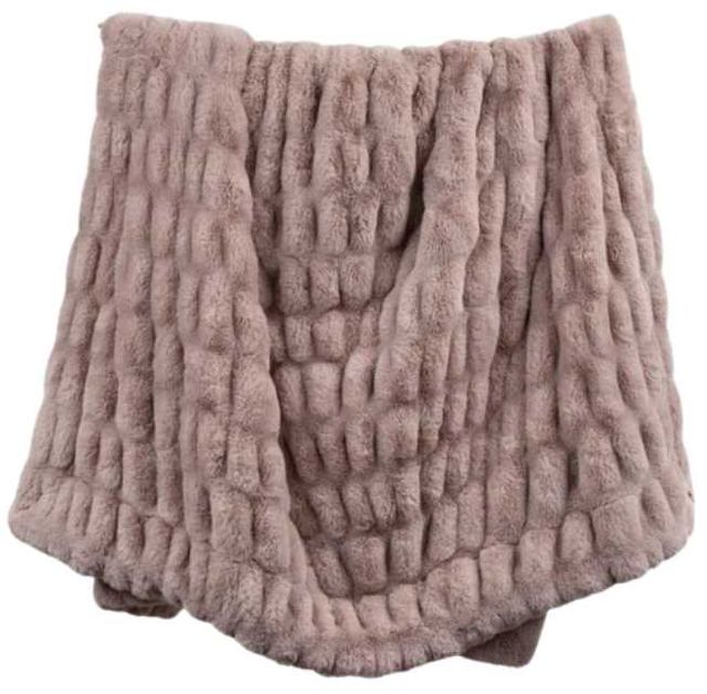 HiEnd Accents Ruched Rabbit Blush 60" Double-Sided Throw Blanket-0
