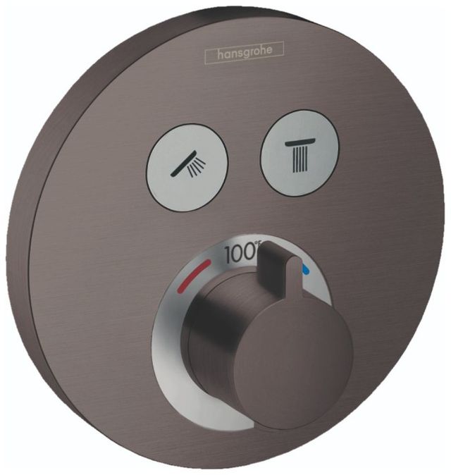 Hansgrohe ShowerSelect S Brushed Black Chrome Thermostatic Trim with Two Functions-0