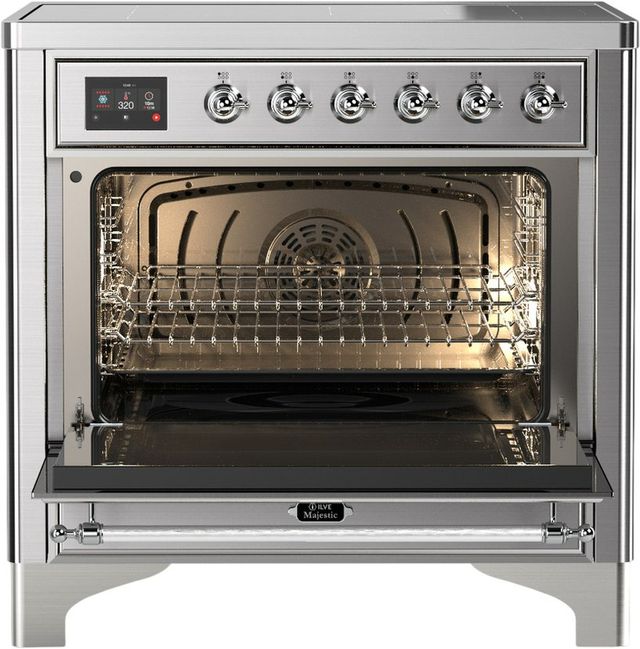 Ilve® Majestic III 36" Stainless Steel Pro Style Induction Range with Triple Glass Door and Chrome Trim-1