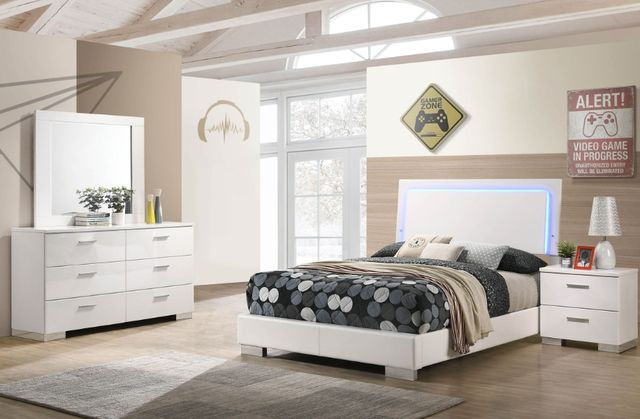Coaster® Felicity 4-Piece White High Gloss Youth Full Panel Bedroom Set-1