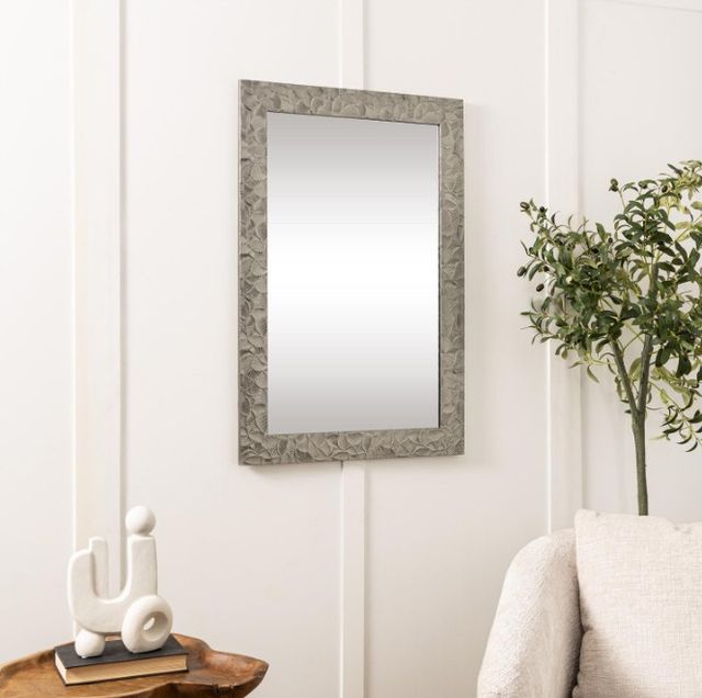 Deco Marche Silver Plastic Rectangular Wall Mirror with Metallic Leaf Wrap -1