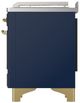 Ilve® Majestic III 48" Midnight Blue Pro Style Dual Fuel Liquid Propane Range with French Top and Brass Trim-3