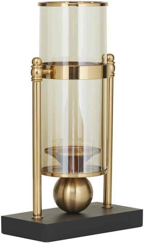 Deco Marche CosmoLiving by Cosmopolitan Gold Pillar Hurricane Lamp with Stand-0