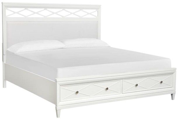Magnussen Home® Springhouse Whisper White California King Panel Storage Bed with Upholstered Headboard-0