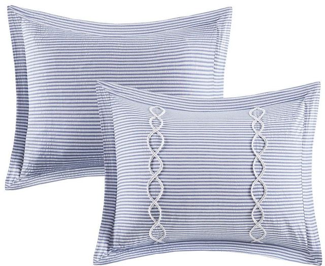 Olliix by Madison Park Signature Coastal Farmhouse Blue King Comforter Set-2