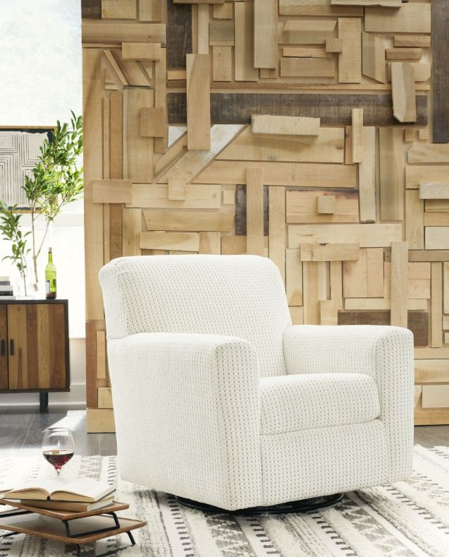 Signature Design by Ashley® Herstow Ivory Swivel Glider Accent Chair-4