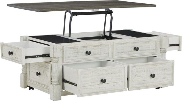 Signature Design by Ashley® Havalance Gray Wood Lift-Top Cocktail Table with White Base-3