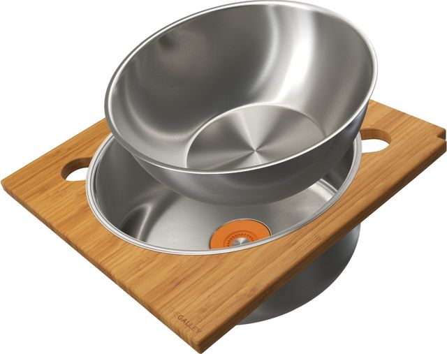 The Galley® 18" Natural Golden Bamboo Lower Tier Corner Wash & Serve Set-0