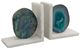 A & B Home 2-Piece Green/White Agate and Marble Bookend Set-0
