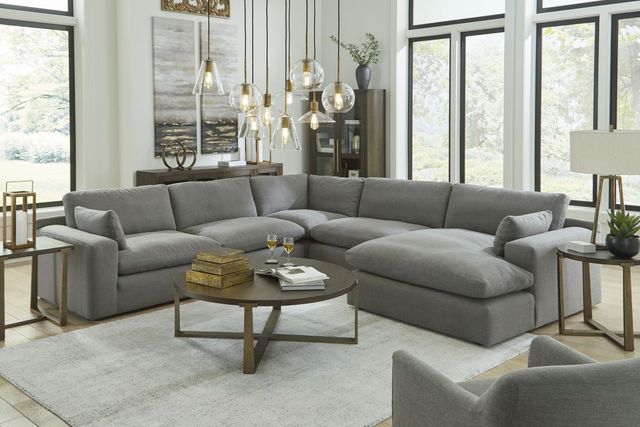 Benchcraft® Elyza 5-Piece Smoke Right-Arm Facing Sectional and Chaise-3