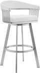 Armen Living Chelsea Brushed Stainless Steel/White Swivel Bar Stool-0
