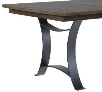 Country View Woodworking Customizable Aurora Sap Cherry Top 48" Dining Table with 2-Leaves and Metal Base-1