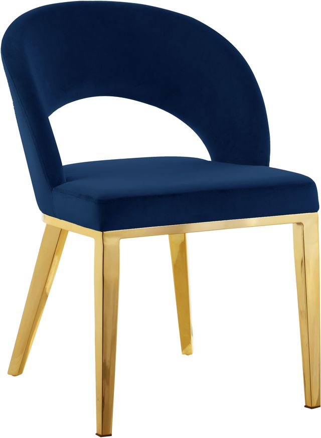 Meridian Furniture Roberto Navy/Gold Velvet Dining Chair-0