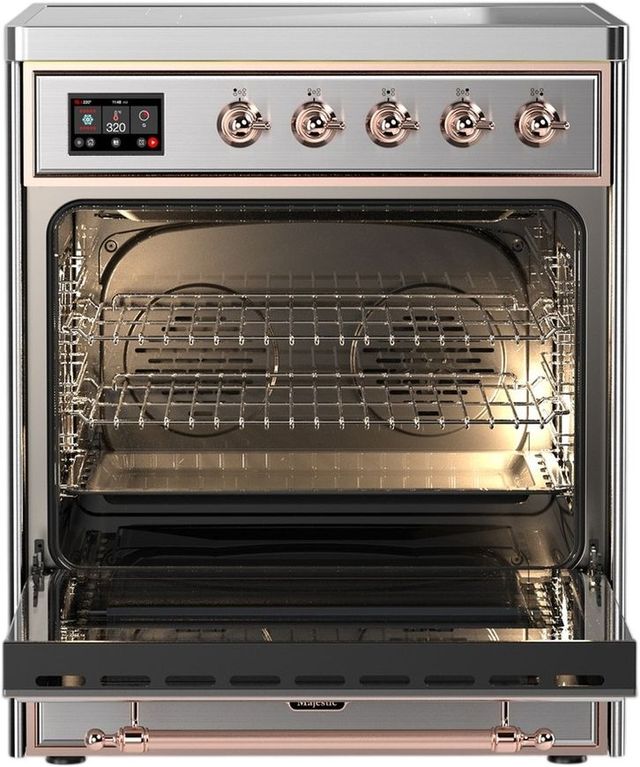 Ilve® Majestic III 30" Stainless Steel Pro Style Induction Range with Triple Glass Door and Copper Trim-1