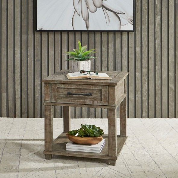 Liberty Furniture Parkland Falls Weathered Taupe Rectangular End Table-1