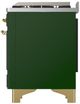 Ilve® Majestic III 36" Emerald Green Pro Style Dual Fuel Liquid Propane Range with 6 Black Brass Burners and Brass Trim-3
