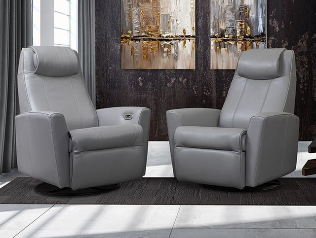 Via Furniture 60 Gray Power Swivel Rocker Recliner-1