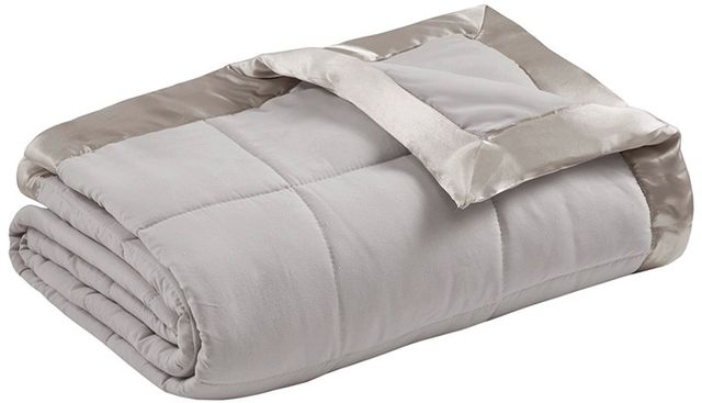 Olliix by Madison Park Grey All Season Hypoallergenic Microfiber Down Alternative Full/Queen Windom Blanket-0