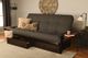 Kodiak Furniture Phoenix Linen Charcoal/Espresso Queen Storage Futon with Mattress-1