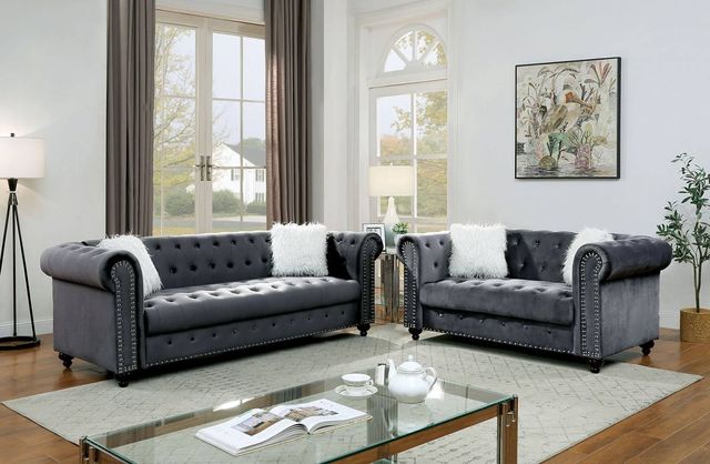 Furniture of America® Giacomo 2-Piece Gray Sofa Set-0
