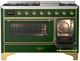 Ilve® Majestic III 48" Emerald Green Pro Style Dual Fuel Natural Gas Range with Triple Glass Door and Brass Trim-3
