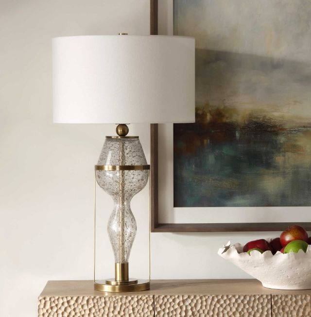 Uttermost® Out Of Time Gray/Seeded Glass Table Lamp-1