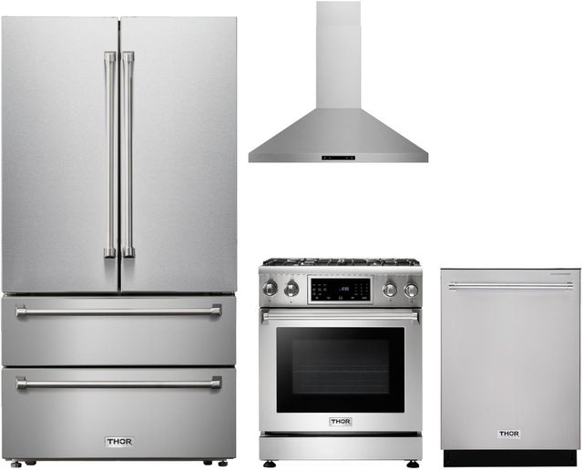 Thor Kitchen® 4 Piece Stainless Steel Gas Kitchen Package-0