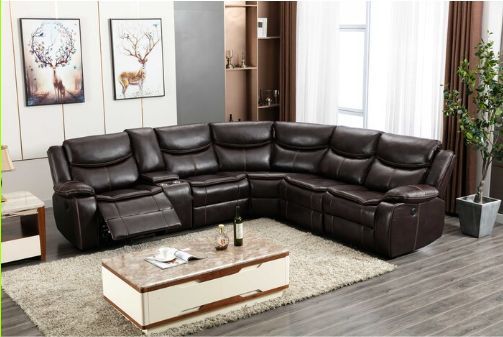 Milton Greens Stars 6-Piece Brown Faux Leather Modular Power Recliner Sectional-1