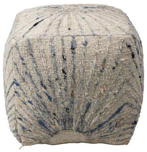 Dovetail Furniture Kathleen Blue/Ivory Pouf-1