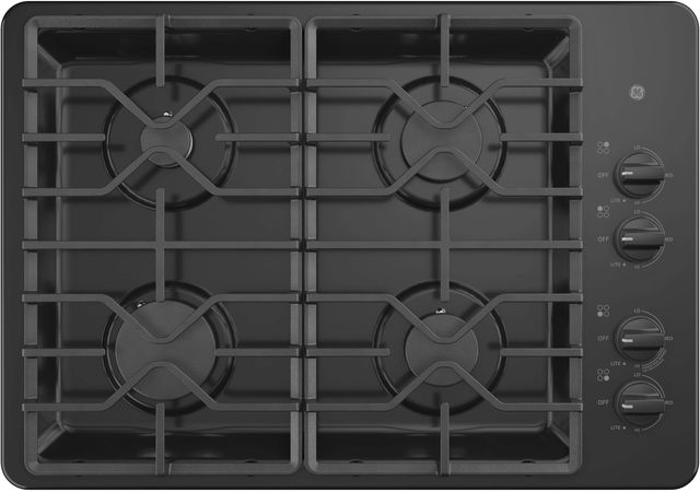 Clearance GE® 30" Black Gas Cooktop with Dishwasher-Safe Grates-1
