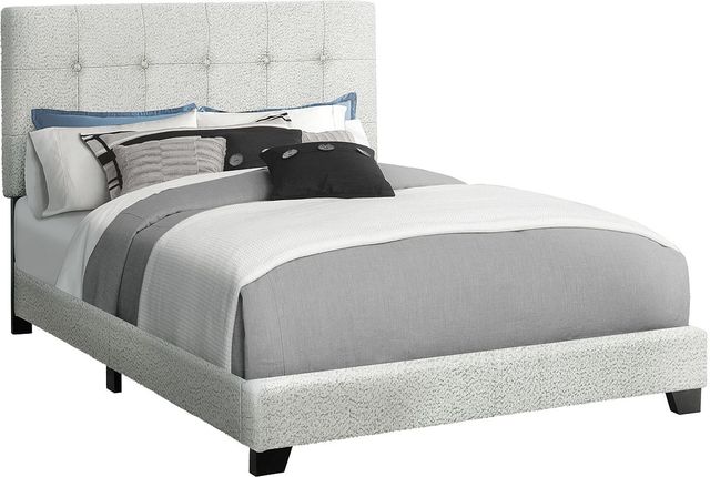 Monarch Specialties Inc. Light Grey Boucle Upholstered Full Bed-0