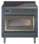 Ilve® Nostalgie II Noblesse 36'' Blue Gray Pro Style Induction Range with Brass Trim-0