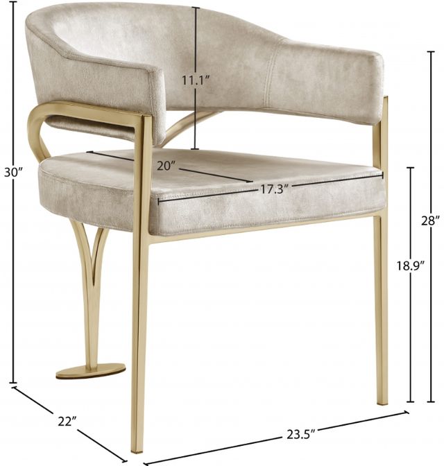 Meridian Furniture Madelyn Stone/Brushed Brass Velvet Dining Chair-3