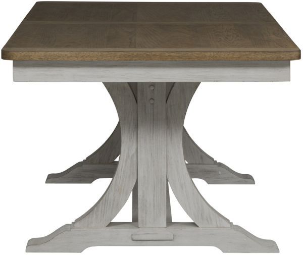 Liberty Furniture Farmhouse Reimagined 7-Piece Antique White/Chestnut Optional Trestle Dining Table Set-3