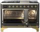 Ilve® Majestic III 48" Graphite Matte Pro Style Dual Fuel Natural Gas Range with Solid Door and Brass Trim-1