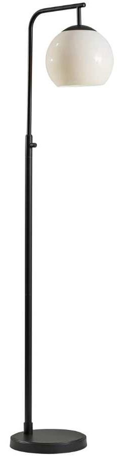 Adesso® Globe Black Floor Lamp with Milk Glass-0