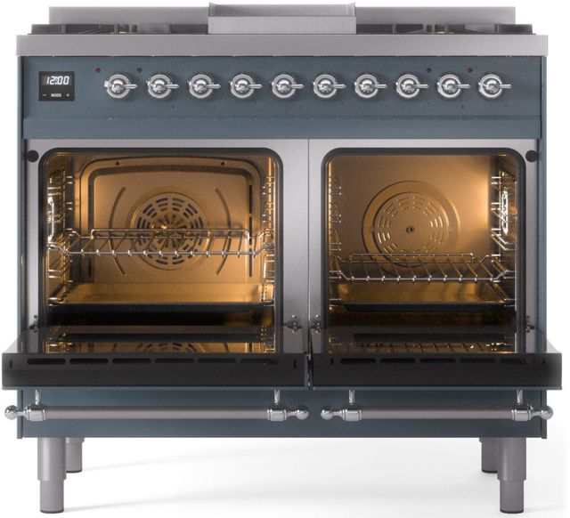 Ilve® Nostalgie II Series 40" Blue Grey Pro Style Dual Fuel Range-1