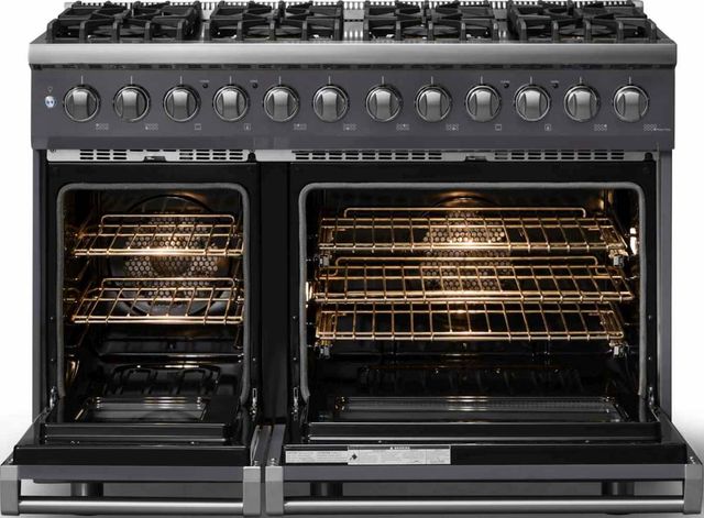 Viking® 5 Series 48" Cast Black Pro Style Dual Fuel (LP) Range with Polished Chrome Trim-1