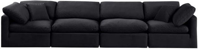 Meridian Furniture Indulge 4-Piece Black Modular Velvet Sofa-1