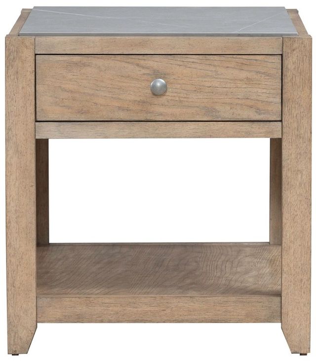 Liberty Furniture Millstone Gray End Table with Nutmeg Base-2