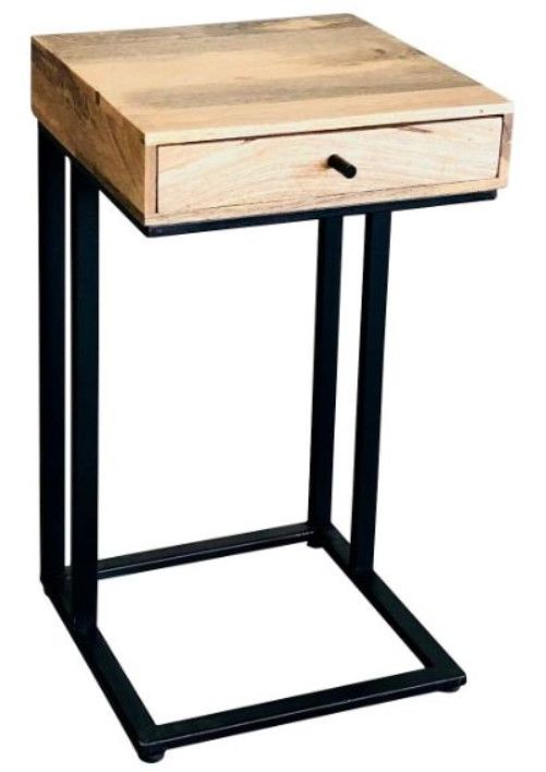 Jaipur Furniture Ravi Black/Brown 1-Drawer Large Side Table-0