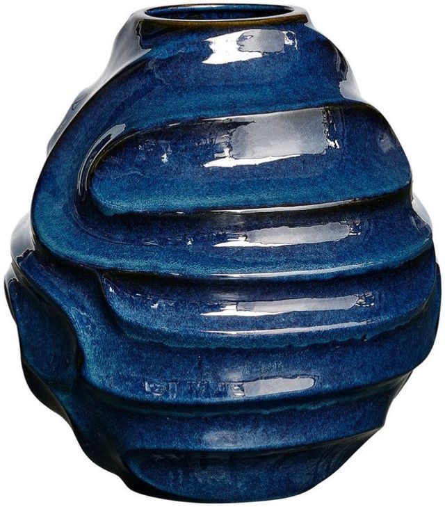 Uttermost® Helix Swirl Glossy Blue Glaze Indoor-Outdoor Ceramic Vase-3